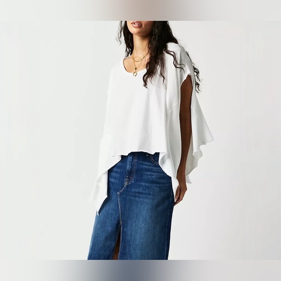 Free People White Short Sleeve Top - Picture 2 of 8
